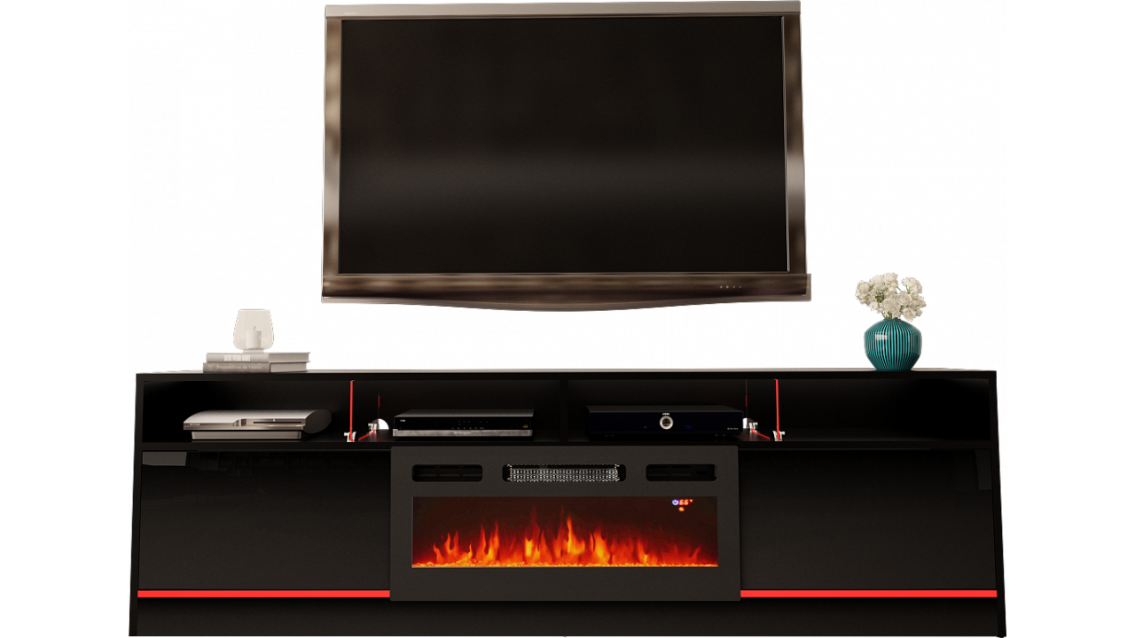 TV STAND 200CM WITH LED STRIP AND FIREPLACE - DISPARO 5