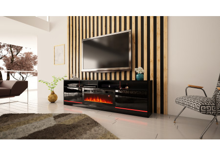TV STAND 200CM WITH LED STRIP AND FIREPLACE - DISPARO 5