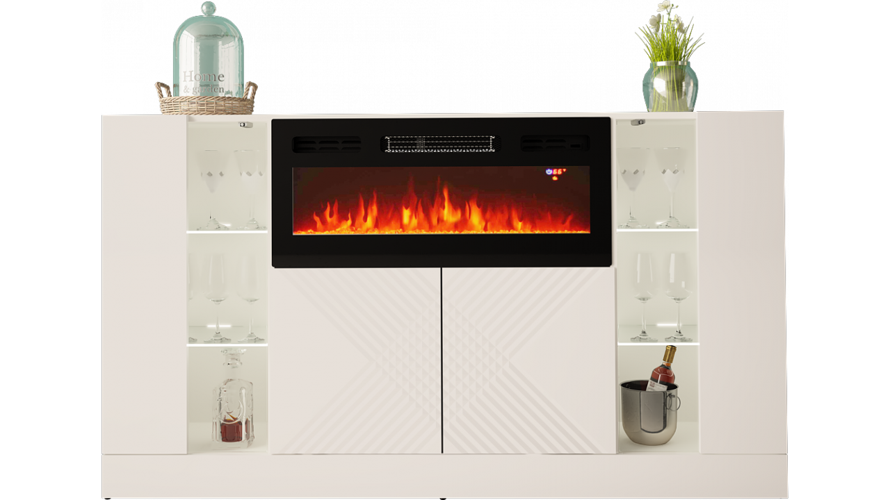 SIDEBOARD 160CM WITH 4 DOORS AND FIREPLACE - DIUNA 2