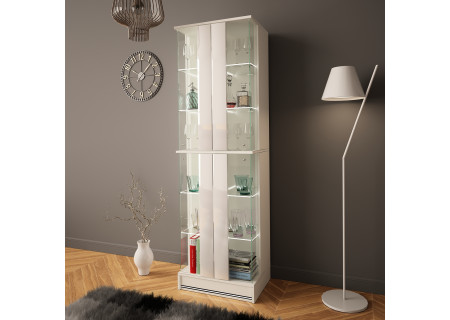 VITRINE 180CM WITH LED STRIP AND GLASS DOORS - EFECTO 3