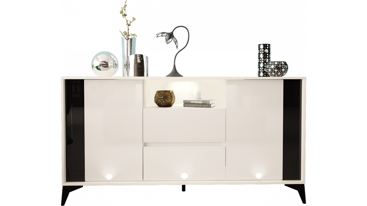 Sideboard 160cm with black inset and legs - evel 3