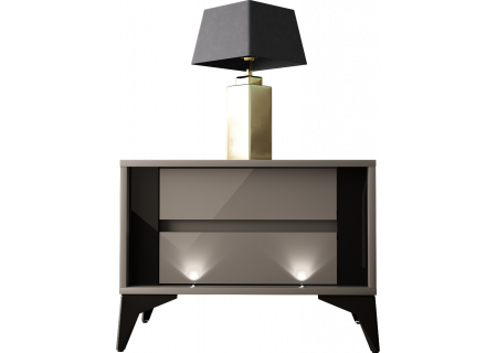 NIGHTSTAND 61CM WITH 2 DRAWERS ON BLACK LEGS - EVEL 4