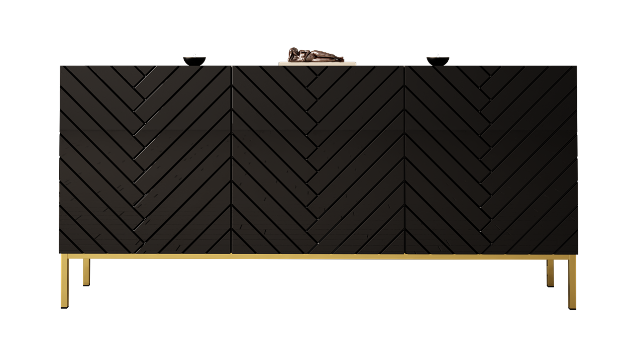 SIDEBOARD 160CM WITH 3 DOORS ON GOLD LEGS - GALA 2