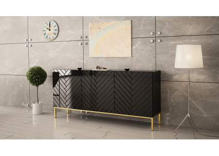 SIDEBOARD 160CM WITH 3 DOORS ON GOLD LEGS - GALA 2