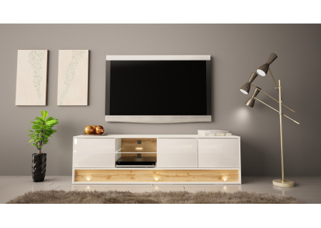 TV STAND 180CM WITH OAK WOOD INSET - VISION 1