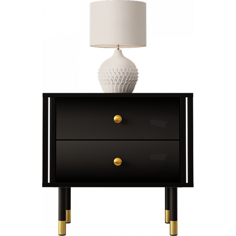 NIGHTSTAND 55CM WITH GOLD EMBELLISHMENTS AND 2 DRAWERS - CRISTAL 4