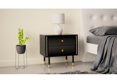NIGHTSTAND 55CM WITH GOLD EMBELLISHMENTS AND 2 DRAWERS - CRISTAL 4