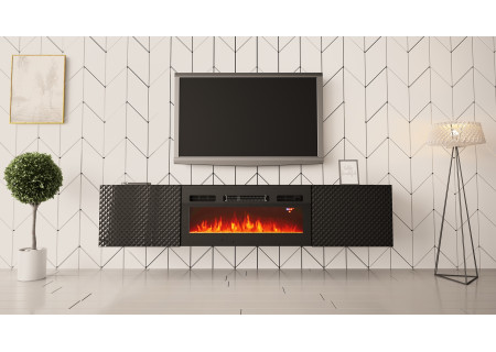 TV STAND 180CM WITH FIREPLACE - CARBON 1